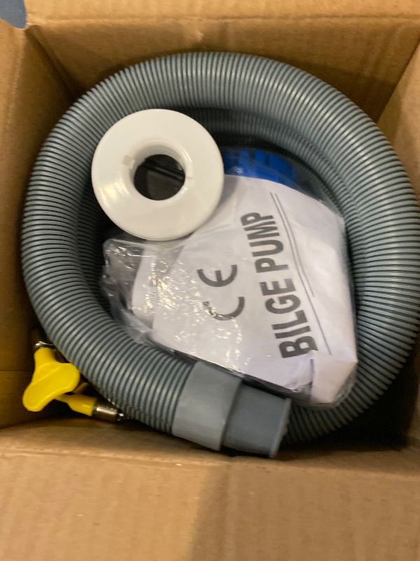 Photo 1 of 12v 1100gph Boat Bilge Water Pump, 1-1/8 Inch Bilge Pump Plumbing Kit, 6.5FT Bilge Pump Hose, 2 Stainless Steel Clamps and Thru-Hull Fitting