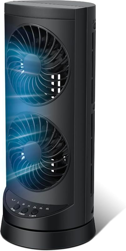 Photo 1 of Personal Tower Cooling Fans that Blow Cold Air, Standing Small Desk Fan with 3 Speeds & Timer, 60° & 110° Oscillating Table Fan, Quiet and Safe Electric Floor Fan for Bedroom, Bedside, Home, Office