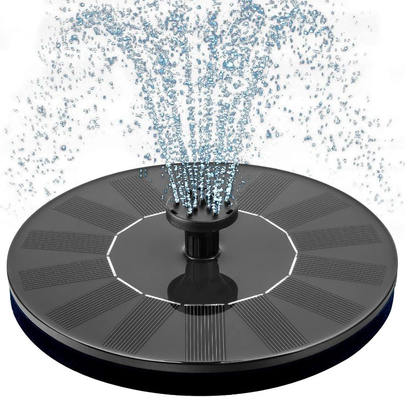 Photo 1 of Mademax 1W Solar Bird Bath Fountain Pump, Solar Fountain with 6 Nozzle, Free Standing Floating Solar Powered Water Fountain Pump for Bird Bath, Garden, Pond, Pool, Outdoor