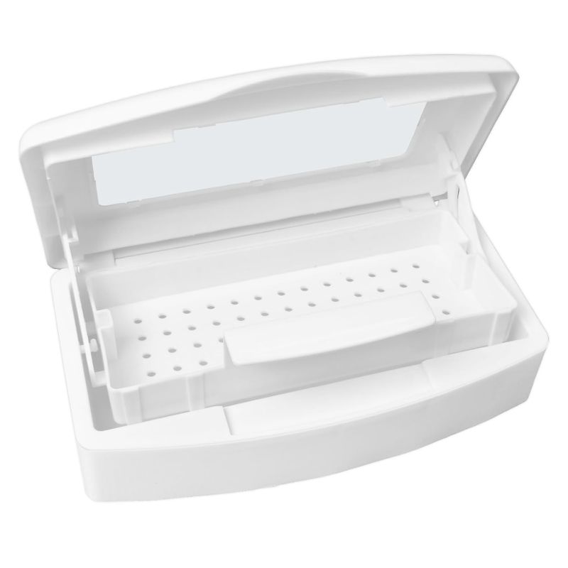Photo 1 of Nail Tool Sterilizer Box, Plastic Sterilization Tray for Tweezer, Eyelash Extensions, Nail Implement for Esthetician
