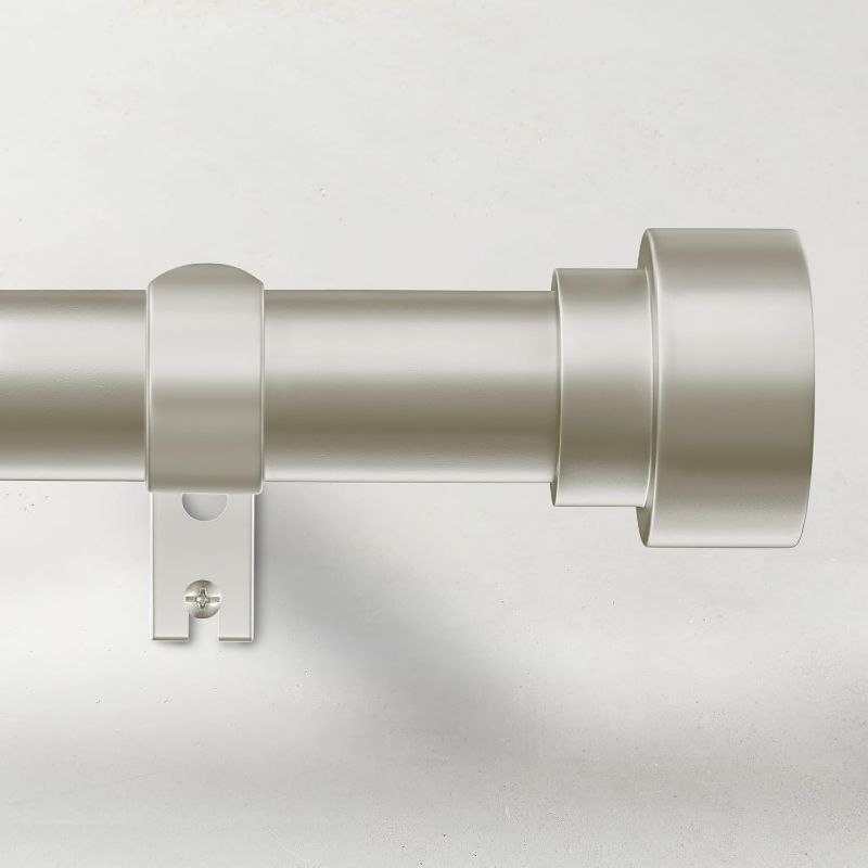 Photo 1 of Curtain Rods for Windows 66 to 120, 1 Inch Adjustable Heavy Duty Long Window Curtain Rod, Outdoor Curtain Rods for Patio, Drapery Rods with Simple End Caps, Size 32"-120", Brushed Nickel