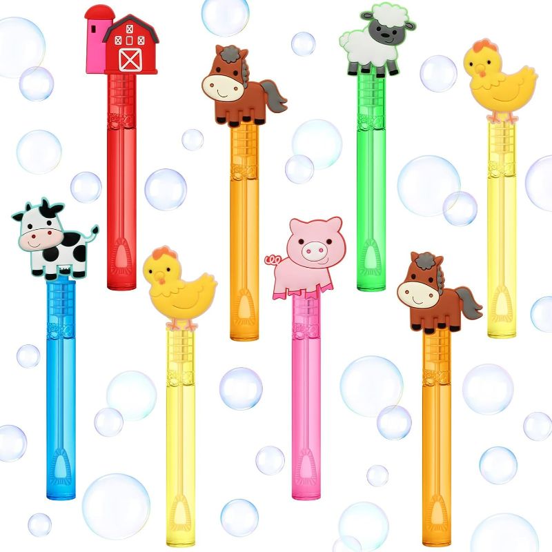Photo 1 of 24 Farm Animal Party Favors Bubble Wands for Kids, Chicken Sheep Horse Cow Pig Mini Bubbles Wand Toys, Barnyard Farm Theme Birthday Party Supplies Goodie Gift Bag Stuffers Pinata Classroom Prizes