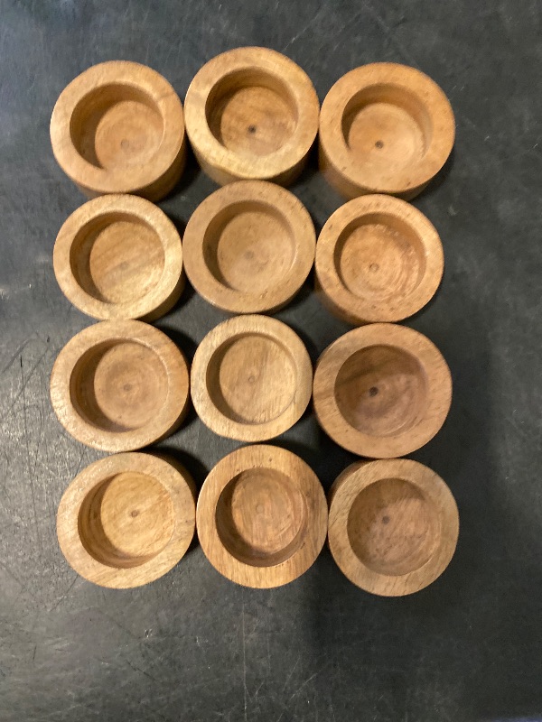 Photo 1 of EDHAS Tea Light Holders Acacia Wood Tealight Holder for Rustic Wedding Birthday Party Home Table Decoration (2.25" X 2.25" X 1") (Set of 12)