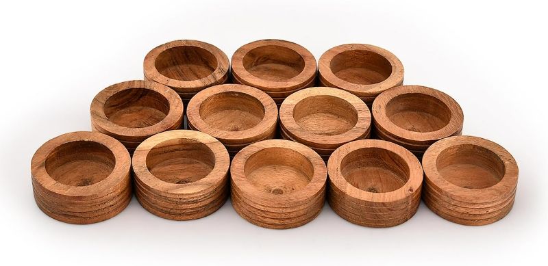 Photo 1 of EDHAS Tea Light Holders Acacia Wood Tealight Holder for Rustic Wedding Birthday Party Home Table Decoration (2.25" X 2.25" X 1") (Set of 12)