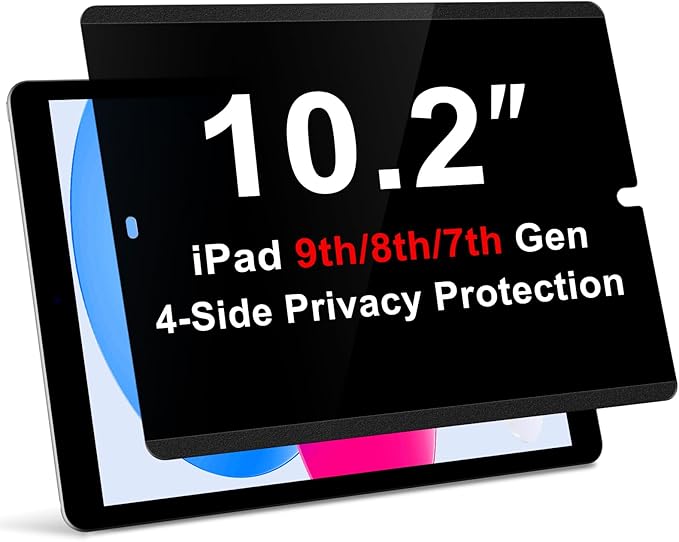 Photo 1 of 360°Magnetic Privacy Screen for iPad 9th/8th/7th Generation (10.2Inch,2019/2020/2021), Removable Anti Blue Light Glare Spy Private Filter, High Sensitive Bubble-Free Screen Protector