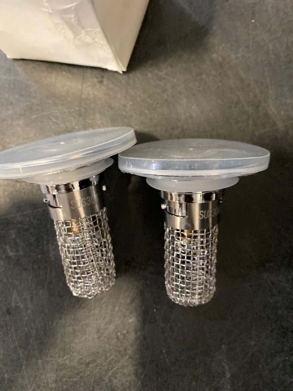 Photo 1 of 2PC Bathroom Sink Stopper Hair Catcher, Pop Up Sink Drain Filter with Removable Stainless Steel Filter Basket Hair Catcher, for US Bathroom Sink Stopper Replacement.