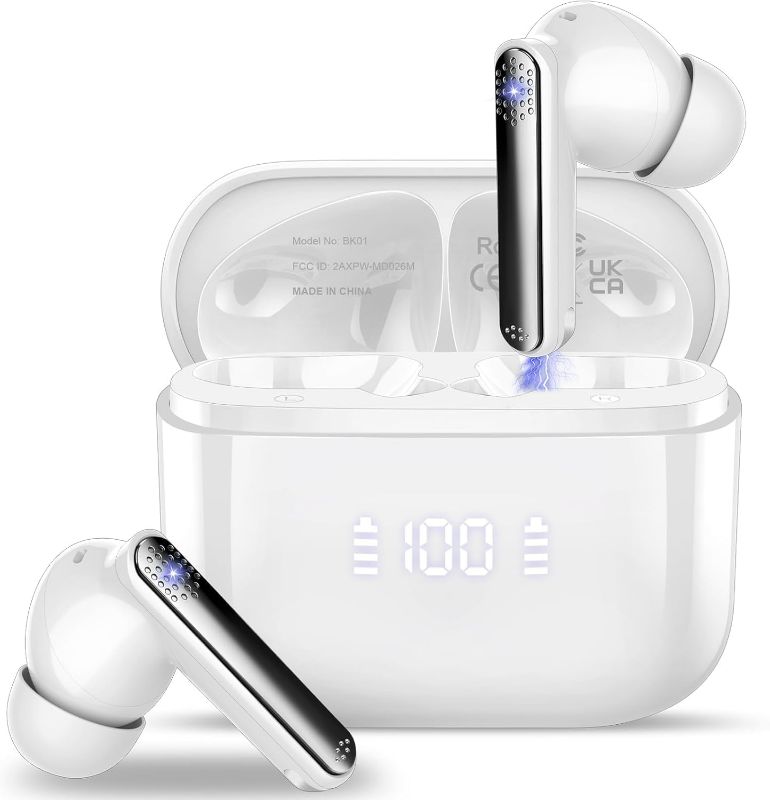Photo 1 of Wireless Earbuds, Bluetooth 5.3 Headphones Stereo Bass with Noise Cancelling Mic, 48Hrs Playtime in Ear Ear Buds with LED Power Display (Black)