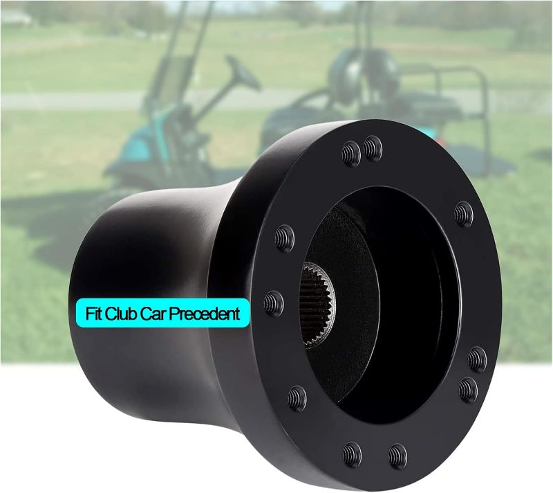 Photo 1 of Golf Cart Steering Wheel Fit for EZGO RXV & TXT, Club Car DS, Club Car Precedent, Yamaha, Most Golf Cart (A Club Car Precedent Adapter - Black)