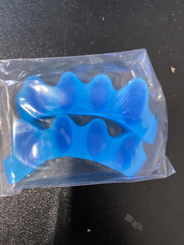 Photo 1 of Toe Separator -Silicone Big Toe Corrector - Relieves Foot Pain, Hammer Toe, Bunions, and Curled Toe -1 Pair of Blue Adjustable Toe Separator for Both Men and Women(Blue 2PCS)