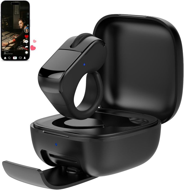 Photo 1 of TikTok Scrolling Ring with Touchpad, Finger Silent Air Mouse, Remote Control for TikTok/YouTube Shorts/Instagram Reels, Bluetooth Page Turner for iPad/Kindle App/iPhone/Android/PC (Black)