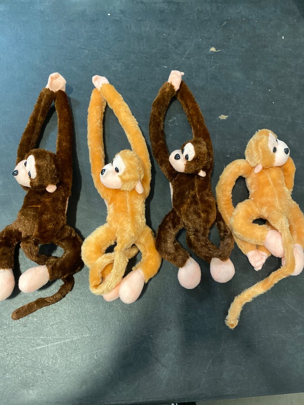 Photo 1 of Chivao Set of 4 Stuffed Monkey Hanging Stuffed Animal Monkey Plush Toy Large Animal with Loop for Gifts Favors