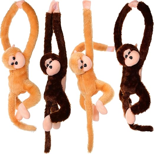 Photo 1 of Chivao Set of 4 Stuffed Monkey Hanging Stuffed Animal Monkey Plush Toy Large Animal with Loop for Gifts Favors
