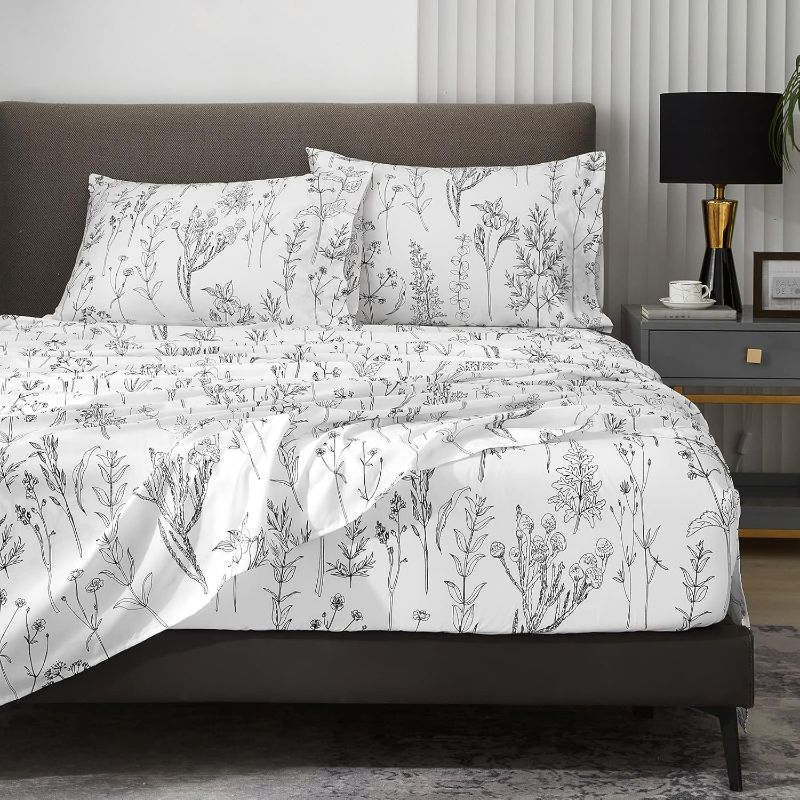 Photo 1 of HYPREST Soft Breathable Floral Bed Sheets, 18 inches Deep Pocket, Shabby Chic
Queen Size 
