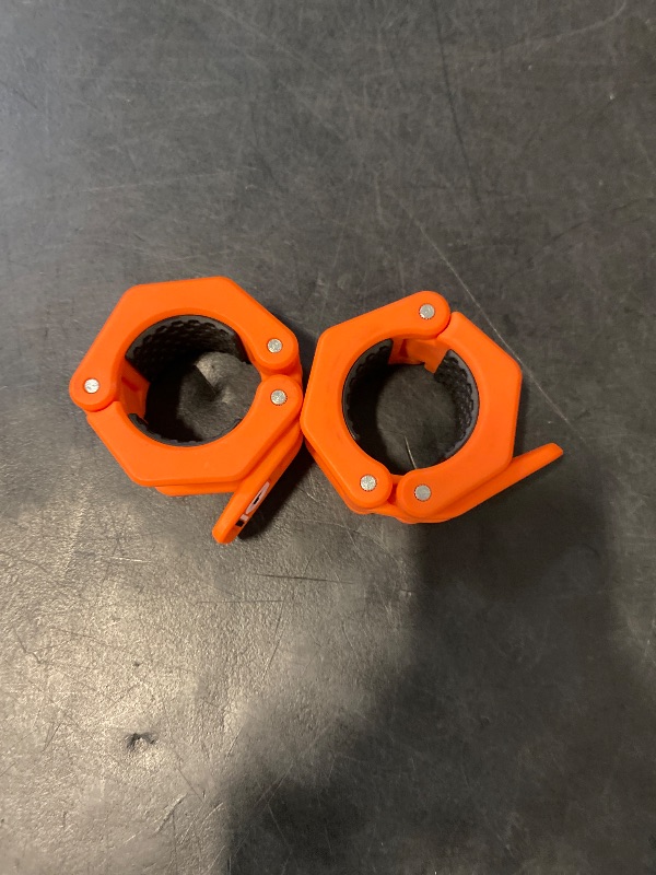 Photo 1 of Lock-Jaw Sport Olympic Barbell Collar - Quick Release Barbell Clamp (Orange)