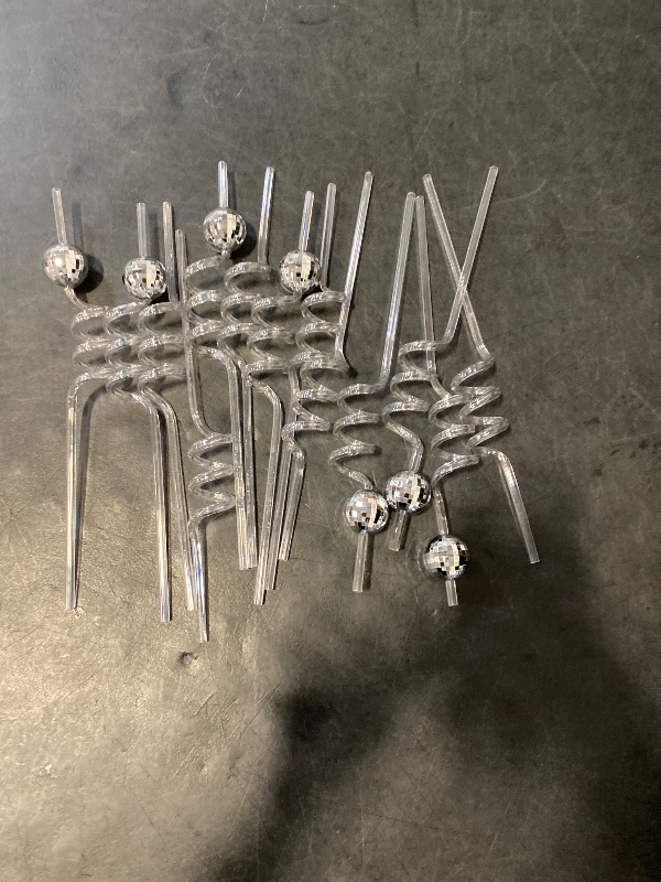 Photo 1 of C CRYSTAL LEMON Set of 12 Reusable Disco Ball Straws: Ideal for Bachelorette Parties, Birthdays, and Disco Events
