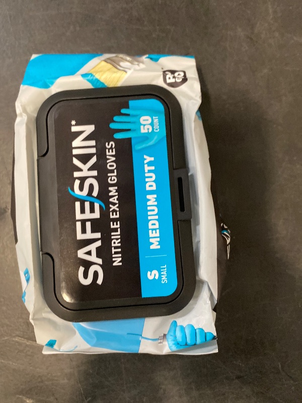 Photo 1 of (S) SAFESKIN Disposable Nitrile Gloves in POP-N-GO Pack (50 Count) Medium Duty, Powder-Free -Cleaning, Gardening, Crafts
