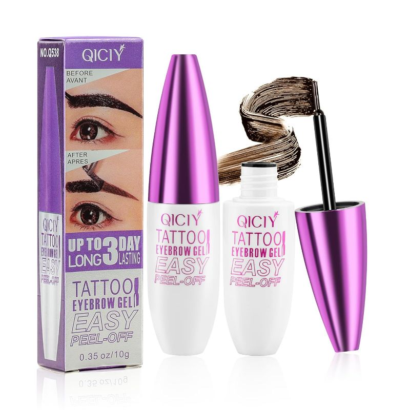 Photo 1 of Easy Peel Off Eyebrow Color Gel, Tattoo Brow Peel Off Color Gel, Last Up to 3 Days, Waterproof & Sweatproof Brow Tattoo, Light Brown