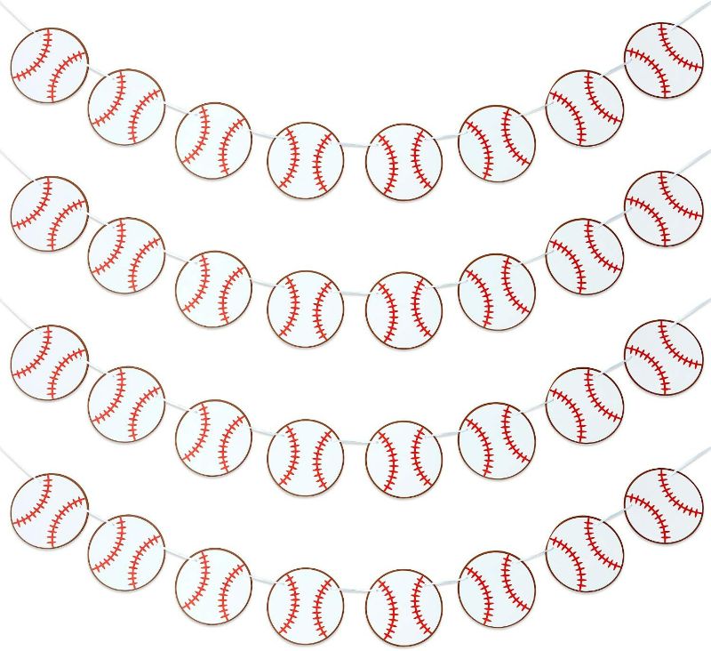Photo 1 of Boao 4 Pieces Baseball Banner Paper Garland Baseball Party Decorations Bunting Decor Sports Birthday Baby Shower Party Supplies