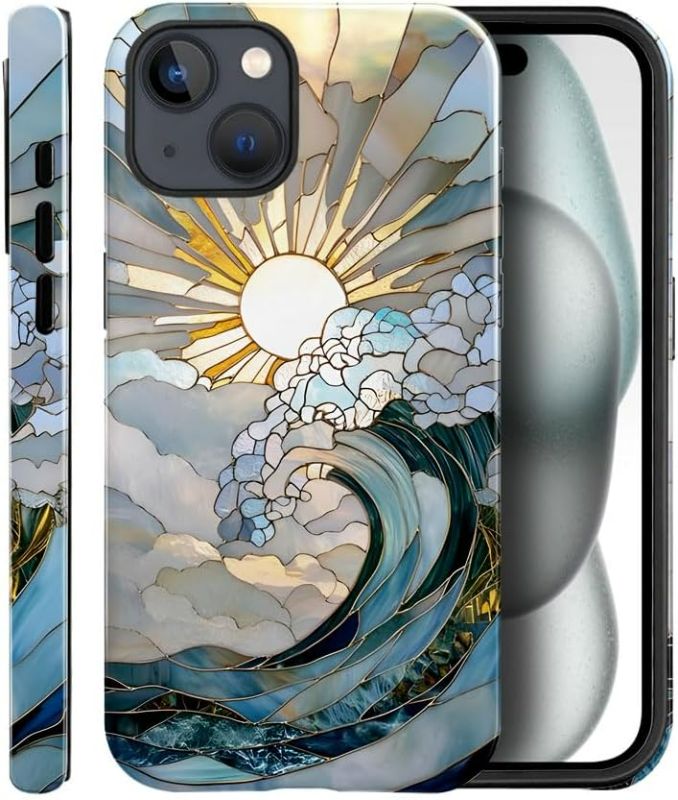 Photo 1 of iPhone 15 Case, Glossy Protective Cover for Women Girls | Drop Scratch Protective | Ocean Sunset Sun Rise
