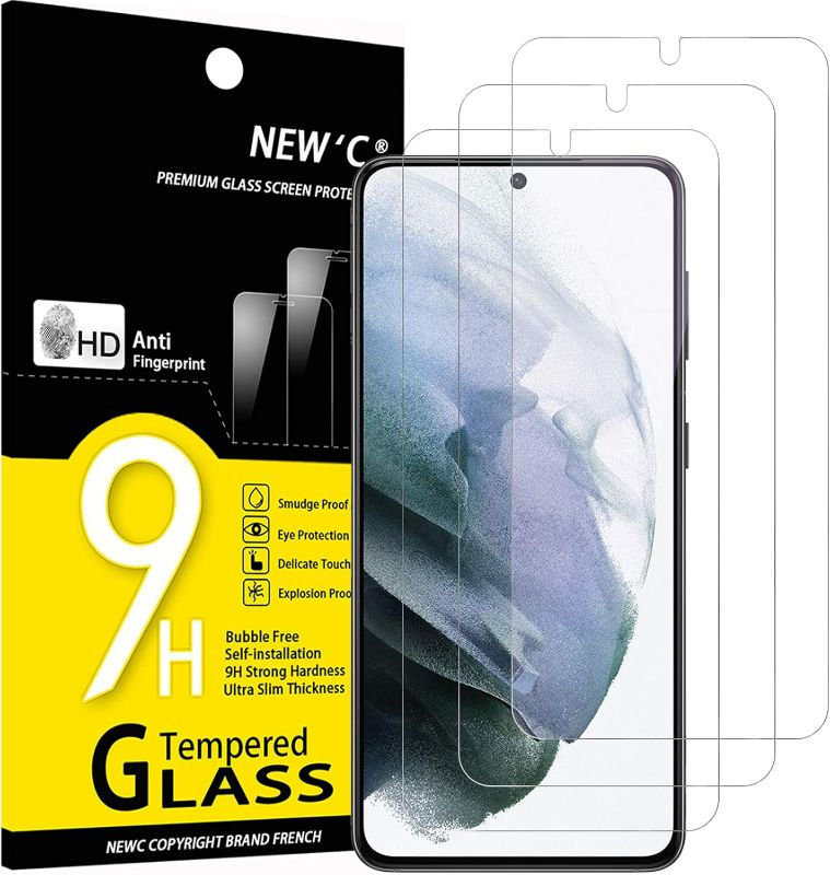 Photo 1 of NEW'C 3 Pack Screen Protector for Samsung Galaxy S21 Plus/S21+ 5G | Tempered Glass | Anti-Fingerprints | 9H Hardness | 0.33mm Ultra Transparent | Ultra Resistant | 6.7 inch