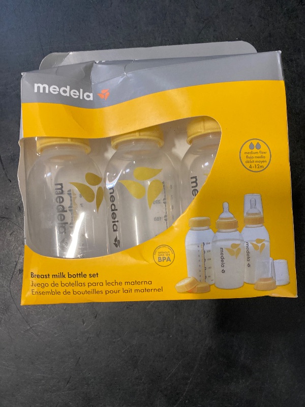 Photo 1 of Medela, Breast Milk Storage Bottles, 3 Count (Pack of 1) & Medium Flow Nipples with Wide Base, 3 Pack, Baby Age 4-12 Months, Compatible with All Medela Breast Milk Bottles, Made Without BPA