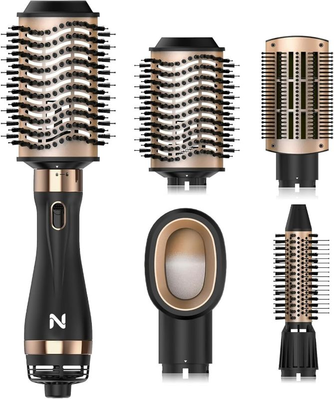 Photo 1 of Hot Air Brush Set Hair Dryer Brush Blow Dryer Brush in One, Multi Temperature Settings, Blowout Brush for Women, Black&Gold