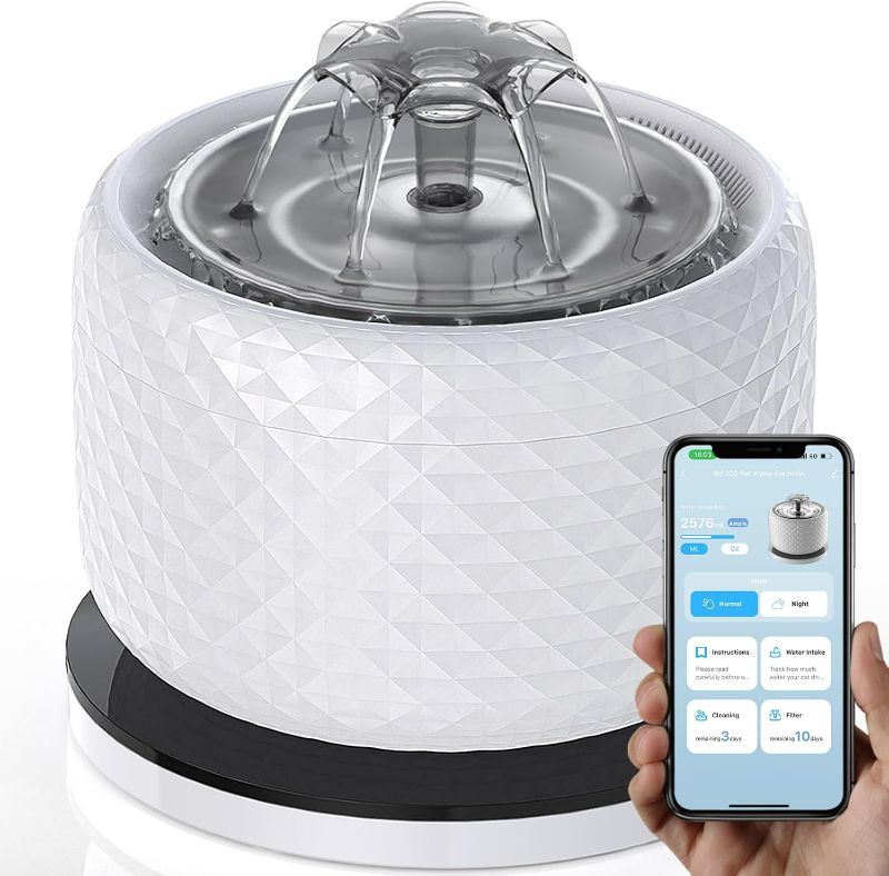 Photo 1 of 118oz/3.5L Smart Cat Water Fountain with App Control, Kitty spout cat Water Fountain, Ultra Quiet Pet Water Fountain for Cat Indoor, 2.4GHz Wi-Fi