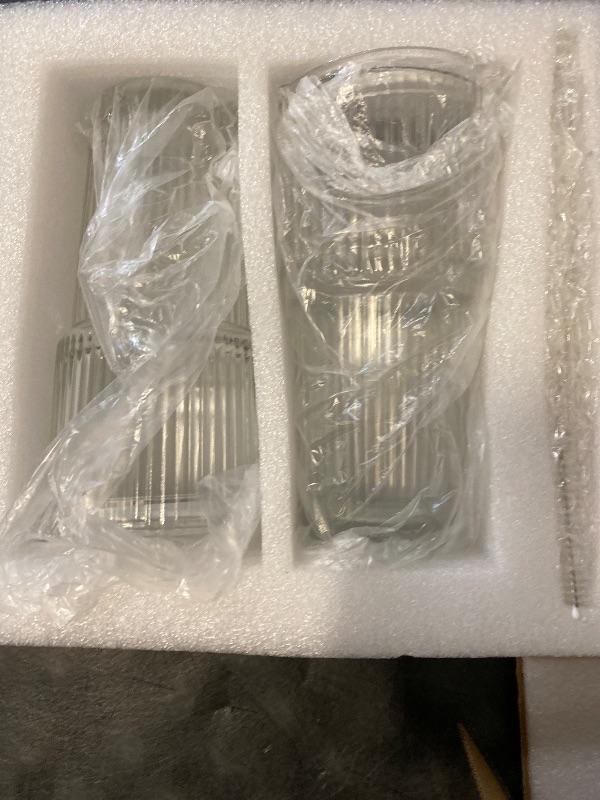 Photo 1 of 2PCS 20oz Glass Tumblers with Lids and Straws | Iced Coffee Cups | Ideal for Juice, Smoothies | Whiskey Cocktail Beer