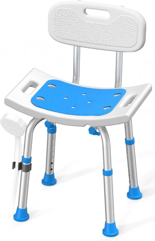 Photo 1 of Shower Chair for Inside Shower with Removable Back, 400 lbs Heavy Duty Bath Seat for Bathtub, Safety Bath Stool for Seniors and Disabled