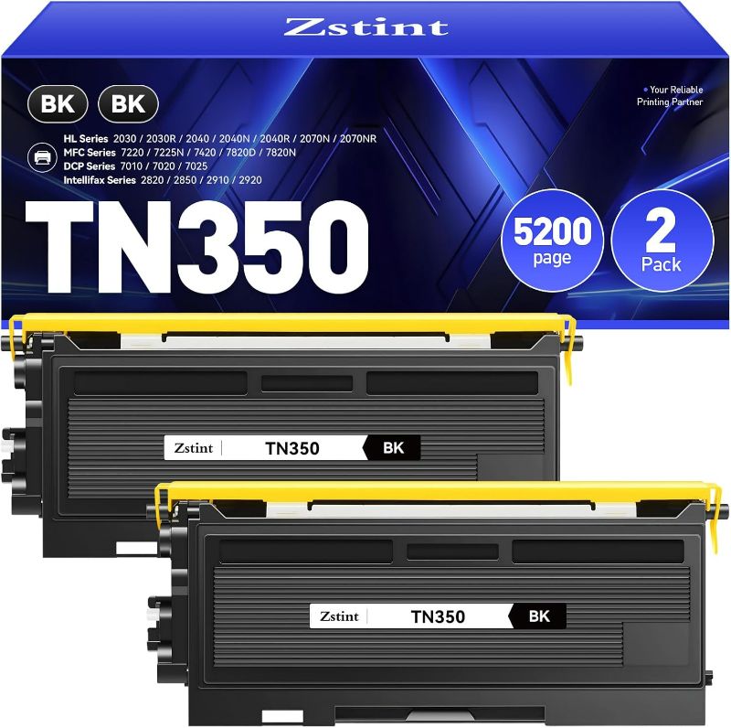 Photo 1 of TN350 Toner Cartridge Black 2-Pack Replacement for Brother TN-350 TN350 Compatible with Brother HL-2070N HL-2040 MFC-7420 MFC-7820n intellifax 2820 2920 2850 DCP-7010 DCP-7020 MFC-7220 7225N Printer