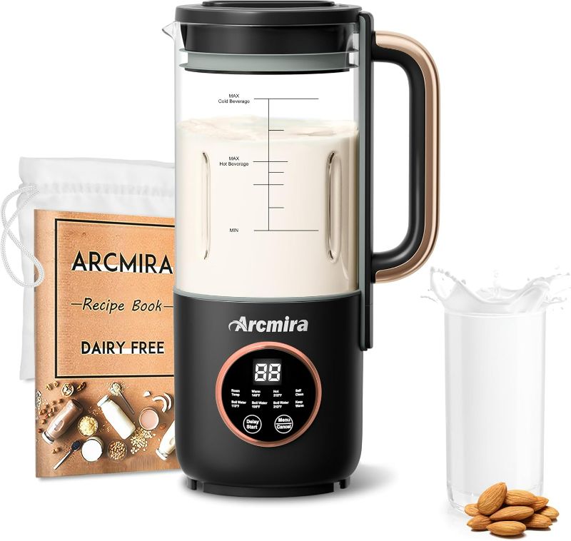 Photo 1 of 8 in 1 Automatic Nut Milk Maker, 10 Blade 35 oz Homemade Oat, Soy, Plant-Based and Dairy Free Beverages, Almond Milk Maker with Delay Start/Keep Warm/Boil Water, Soy Milk Maker with Nut Milk Bag