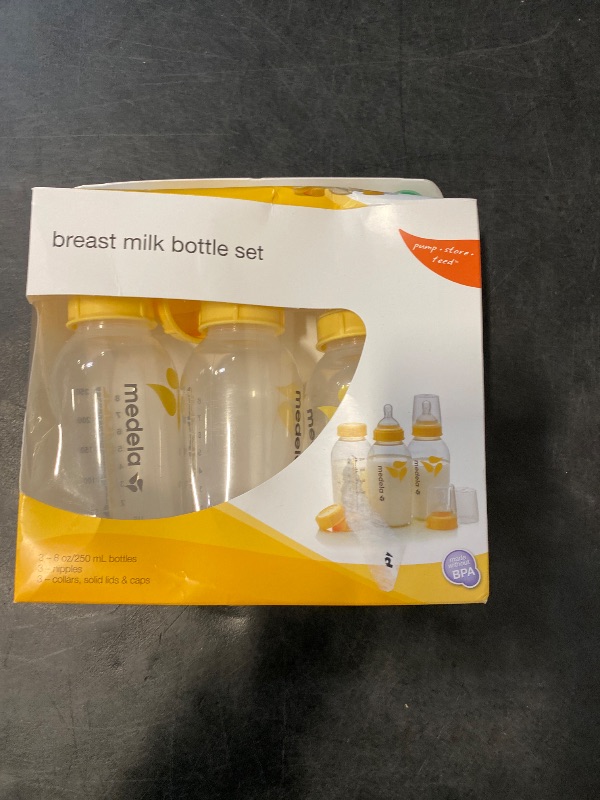 Photo 1 of Medela, Breast Milk Storage Bottles, 3 Count (Pack of 1) & Medium Flow Nipples with Wide Base, 3 Pack, Baby Age 4-12 Months, Compatible with All Medela Breast Milk Bottles, Made Without BPA