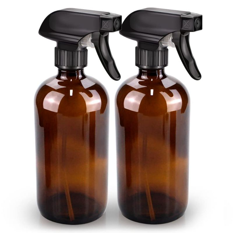 Photo 1 of Glass Spray Bottle, Amber Glass Spray Bottle Set & Accessories Refillable for Plants Window Cleaners Aromatherapy Facial Hydration Watering Flowers Hair Care (2 Pack/16 oz) (Amber)