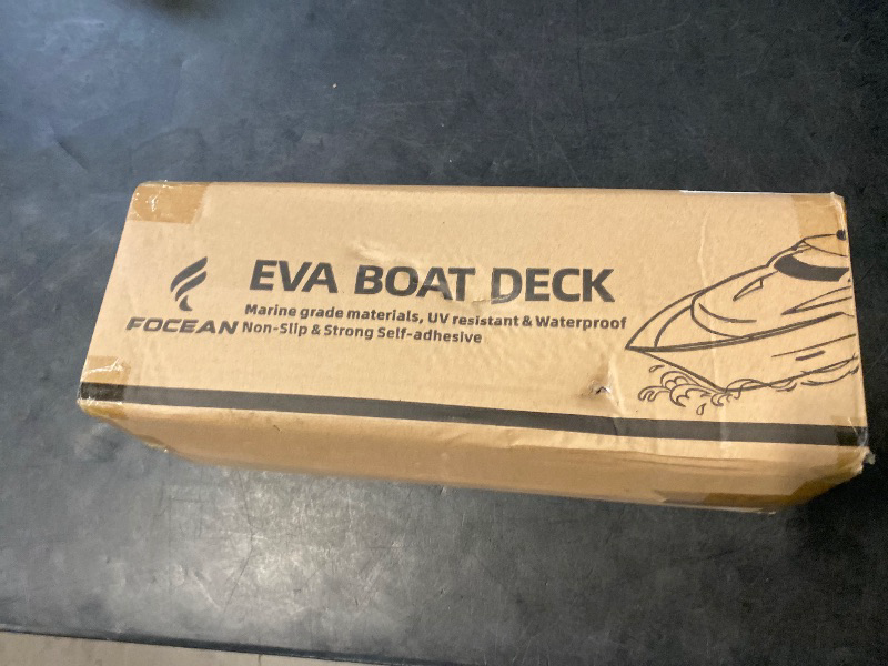 Photo 1 of FOCEAN Boat Flooring EVA Foam Boat Decking Marine Mat Non-Slip Self-Adhesive Flooring Sheet for Motorboat Kayak Surfboard Garden Swimming Pools, 94.5''x 15.7'', Dark Grey with Black Lines