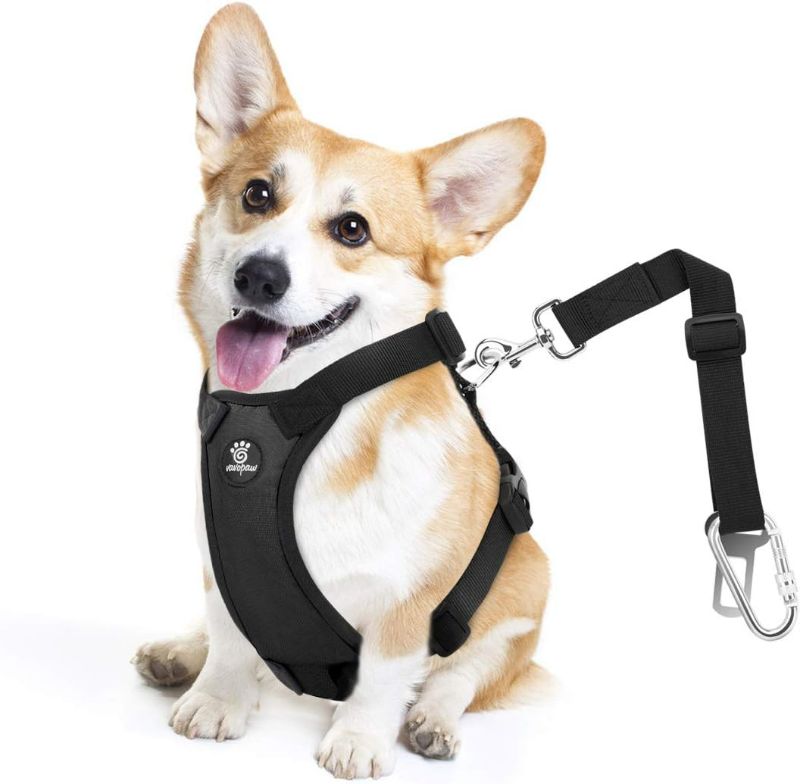 Photo 1 of Dog Seat Belt, Safety Vest Dog Car Harness with Adjustable Buckle Dog Seat Belt for Vehicle Nylon Pet Safety Seat Belts Heavy Duty(M, Black)