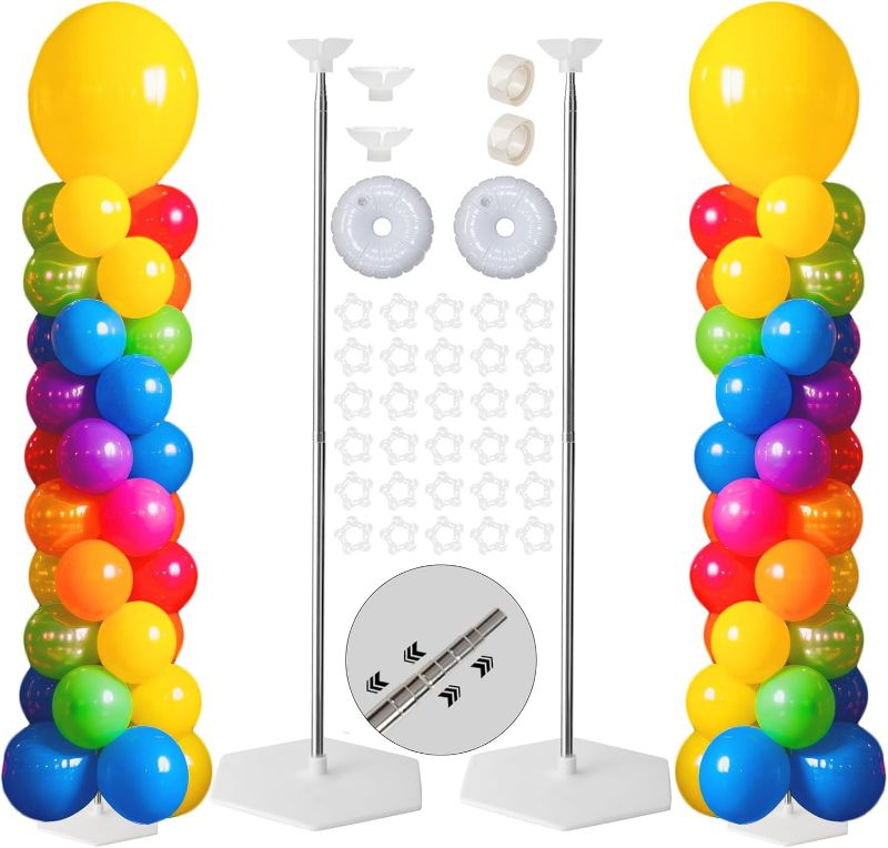 Photo 1 of Tamodan Adjustable balloon column kit set of 2, 78 Inch balloon tower Reusable Metal Telescopic Design?balloons tower stand for Weddings, Birthdays, Baby Showers & Graduation Events