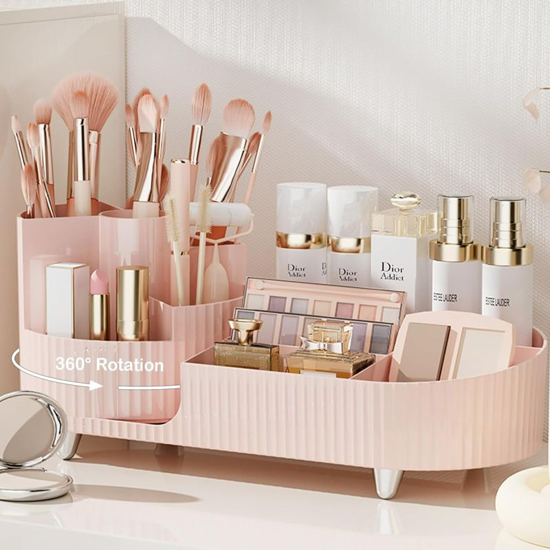 Photo 1 of Pink Large Vanity Organizer Cosmetic Storage Makeup & Skincare Organizer