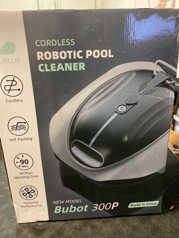 Photo 1 of Bubot 300P Robotic Pool Cleaner, Cordless Pool Vacuum with Industry Leading Suction Power, Bluehole Tech, DirtLock Tech, Smart Sensor for Above-Ground Flat Pools up to 850 Sq.Ft, Silver