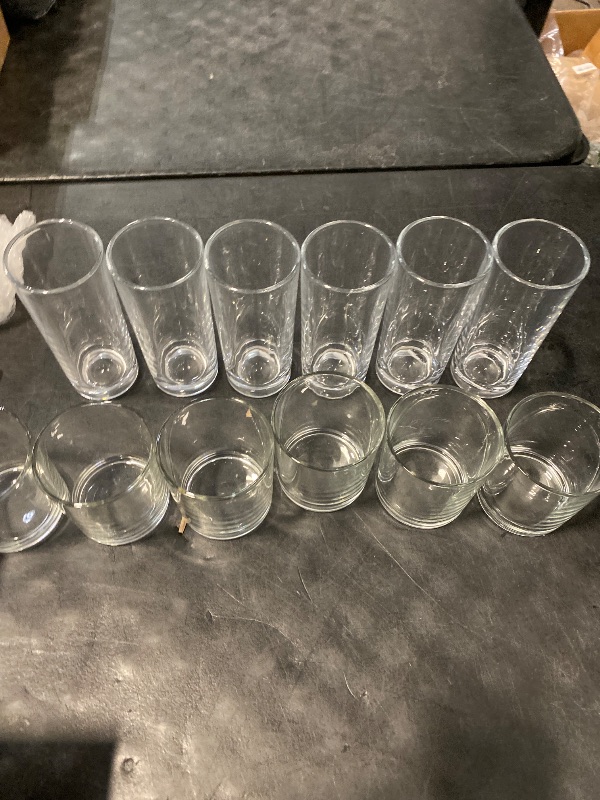 Photo 1 of [ 12 Pack ] Glass Cups with Glass Straws, 12oz Highball & Rock Drinking Glasses, Everyday Drinkware Glasses Set, Cute Tumbler Cup, Kitchen Glasses for Iced Coffee, Water, Beer, Cocktail, Whiskey Gift.