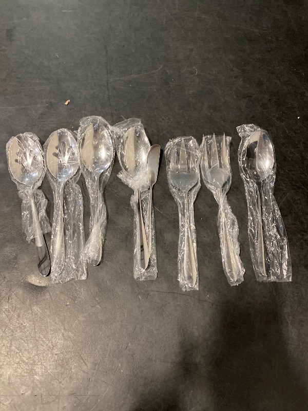 Photo 1 of 10-Piece Serving Flatware Silverware Set,Stainless Steel Serving Utensil Set,Include Slotted Serving Spoon, Serving Spoon, Butter Knife, Sugar Spoon, Serving Fork(Silver)