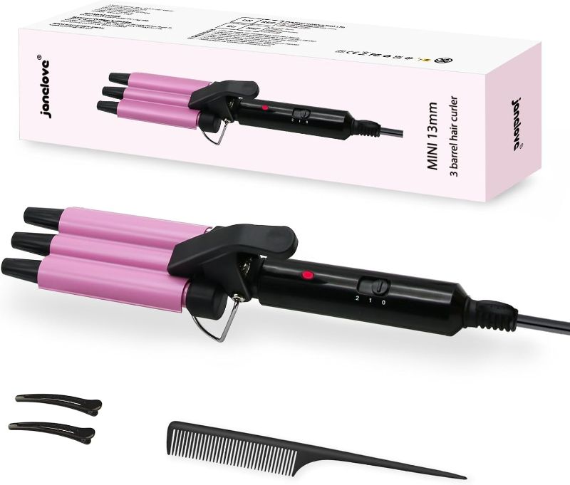 Photo 1 of janelove Upgraded Hair Crimper 2 Adjustable Temperature, 1/2 Inch Beach Waves Curling Iron, Hair Waver for Short & Medium Hair, Home and Travel Friendly Crimper Hair Tool, Dual Voltage