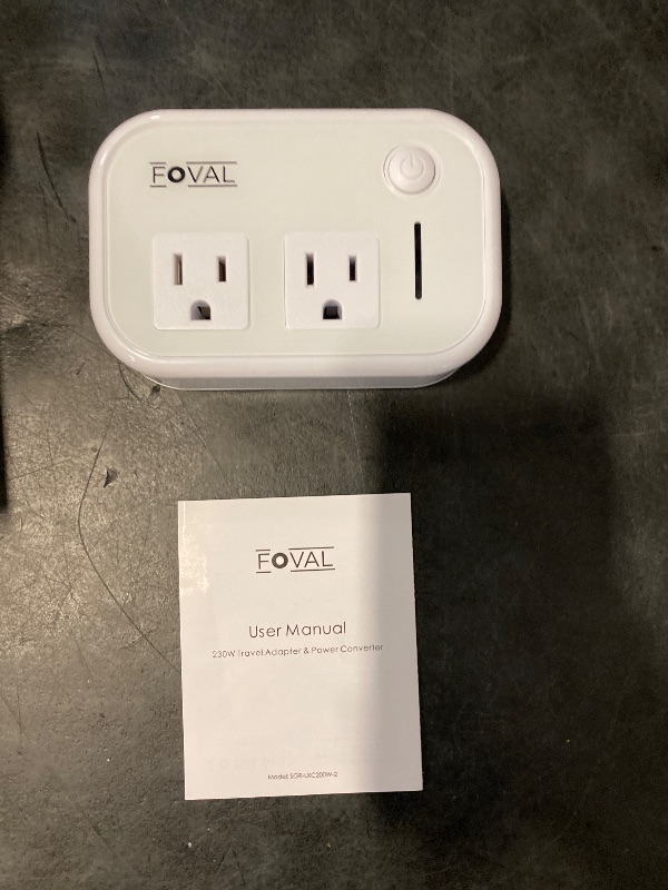 Photo 1 of FOVAL Power Step Down 220V to 110V Travel Voltage Converter International Power Adapter for Hair Straightener/Curling Iron with 4-Port USB Charging US/UK/AU/EU Universal Plug Adapter (White)