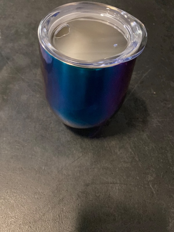 Photo 1 of 12oz Wine Mug Stainless Steel Tumbler Vacuum Double Wall Glass Stemless coffee Lid Gift Straw Travel Bottle Cocktail Large Walled Unbreakable Water Ice Champagne Cold Beer Drink (Rainbow)