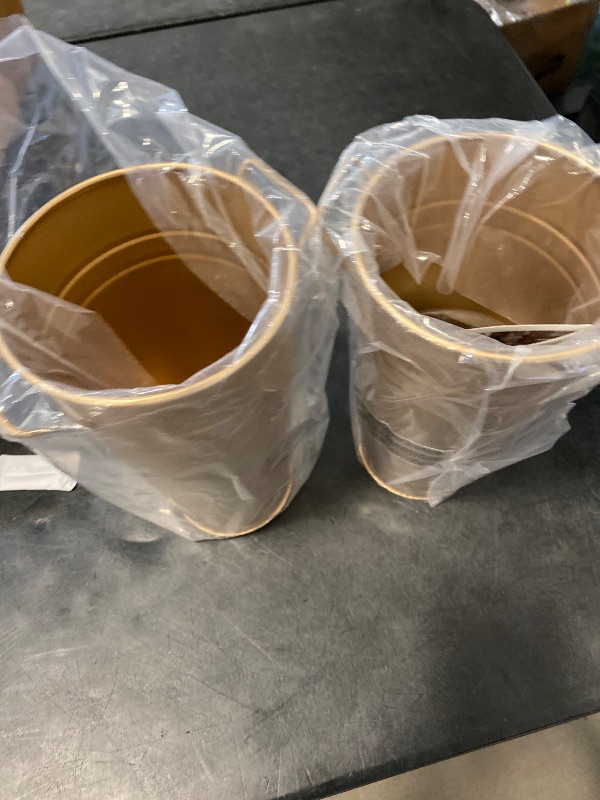 Photo 1 of Hosley Set of 2 Gold Bucket/Pot Vase with PVC Liner, 6.25" L x 5" W x 9" H Ideal Gift for Floral Arrangements Wedding Home Office Party DIY Indoor Outdoor Garden Patio