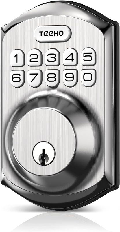Photo 1 of TEEHO TE001 Keyless Entry Door Lock with Keypad - Smart Deadbolt Lock for Front Door with 2 Keys - Auto Lock - Easy Installation - Satin Nickel