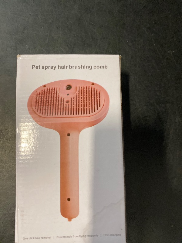 Photo 1 of Cat Dog Grooming Brush 5-in-1 Pet Grooming Spray Brush Comb for Massaging and Cleaning Shedding Pet Hair, 1-Touch Release Button for Long/Short Hair Pets (White)