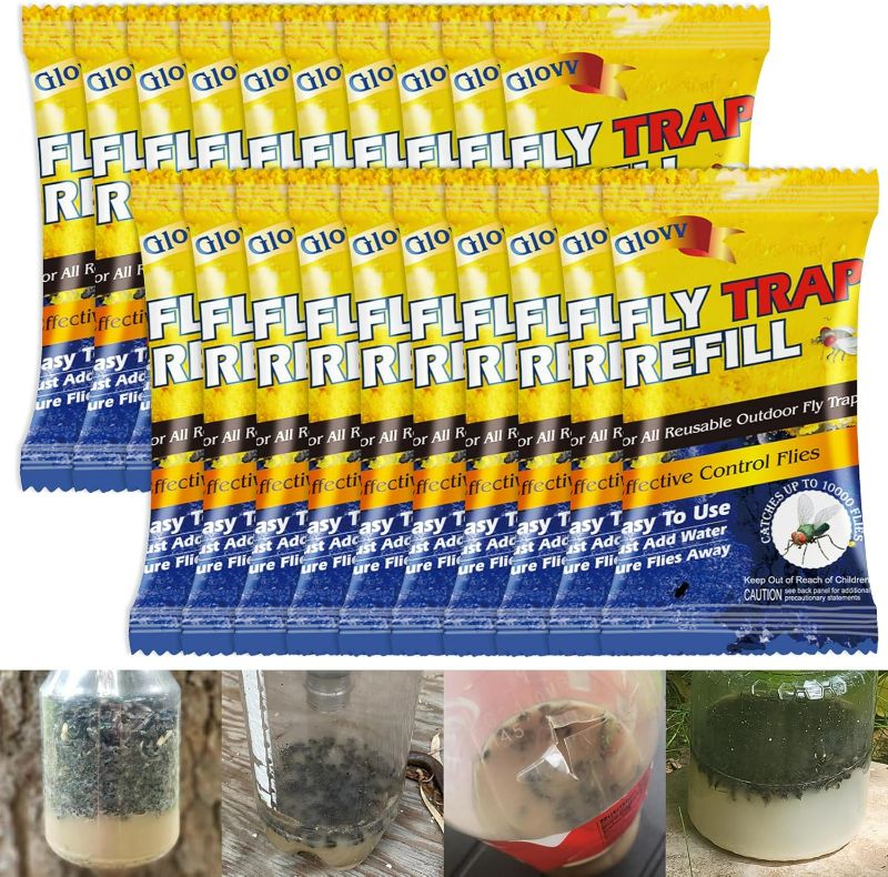 Photo 1 of 17 Pack Fly Trap Bait Refills, Reusable Fly Bait, 20x30g Natural Fly Bait Refill Packets Outdoor, Magnet Biting Attractant for Ranch Fly Traps