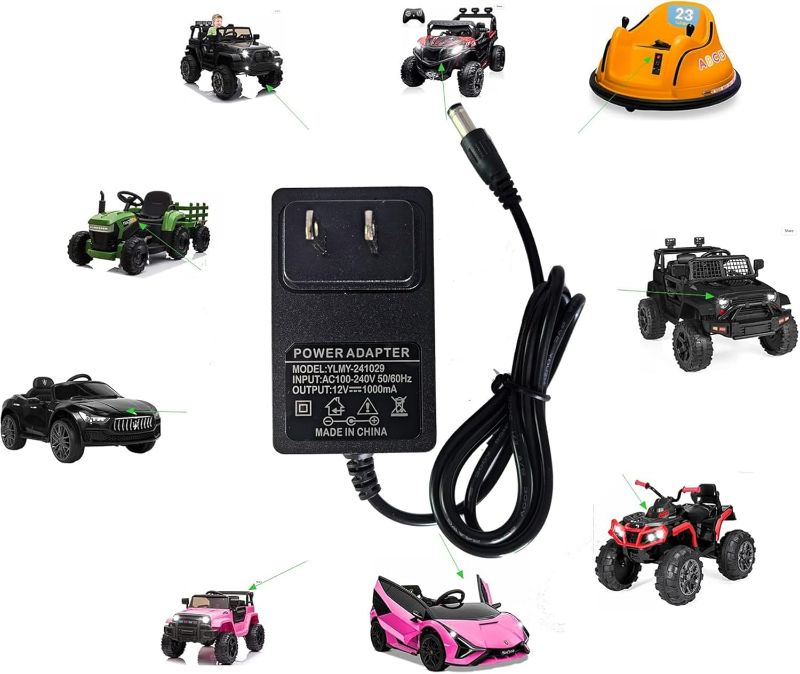 Photo 1 of 12 Volt Powered Wheel Charger for Best Choice Products SUV Kids Ride On Cars Kidzone Bumper Car, Jeep,Class 2 Power Kids Electric Car Toys