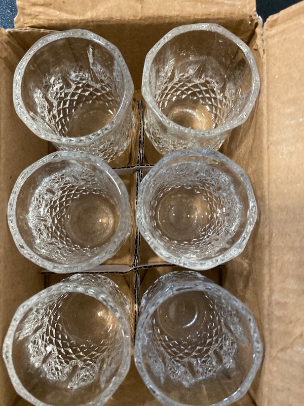 Photo 1 of Shot Glass (Set of 6) – Elegant Diamond Patterned Shot Glasses 1.75 oz – Classic Whisky Vodka Tequila Sherry Brandy Cordial Mini Snifters Glasses - Perfect for Parties, Bars, Events, Home Bar