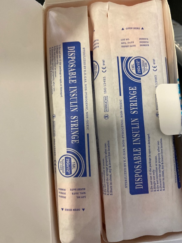 Photo 1 of 30PACK 1ml Syringes with 29Ga 1/2 Inch Needle, Individually Wrapped Lab Supplies (1CC 29G 1/2" 30PACK)